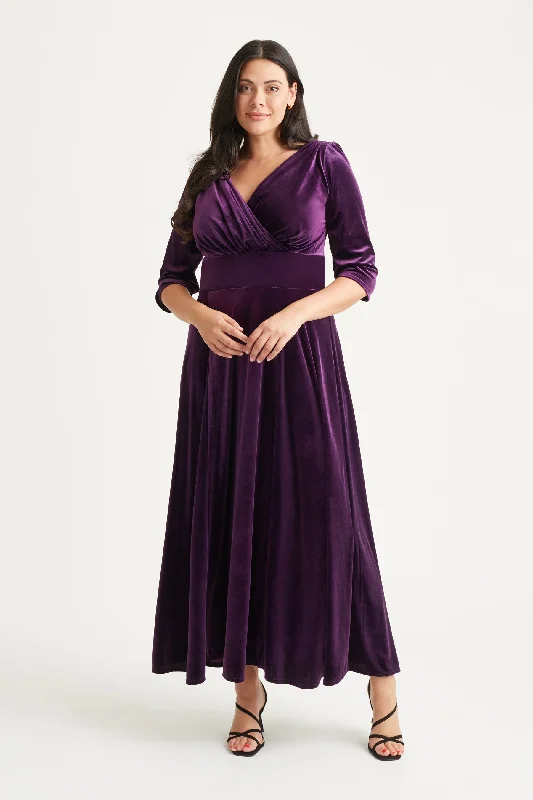 Massive Deals elegant maxi dressVerity Velvet Purple Maxi Gown