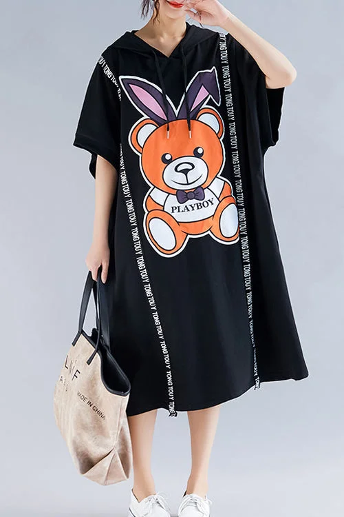 Can't Miss flowy dressFrench o neck Half sleeve cotton quilting clothes Indian design black print Maxi Dress Summer