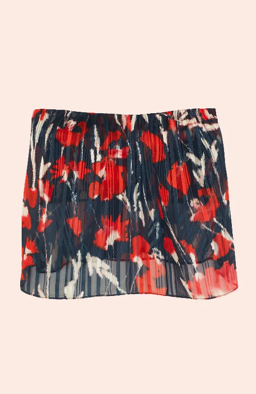 Price Cut Metallic Floral Strapless Top | Navy Multi