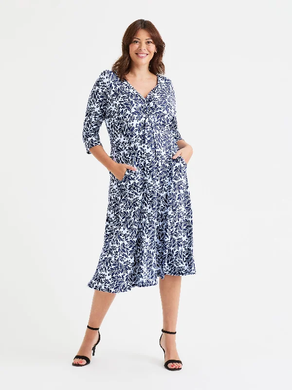 Lowest Price chic wrap dressClaudia Ivory Navy Peach Touch Jersey Knot Front Dress