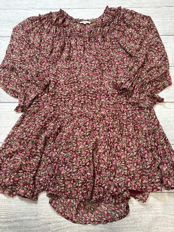 Final Clearance lace-up dressDress Casual Short By Entro In Floral Print, Size: L
