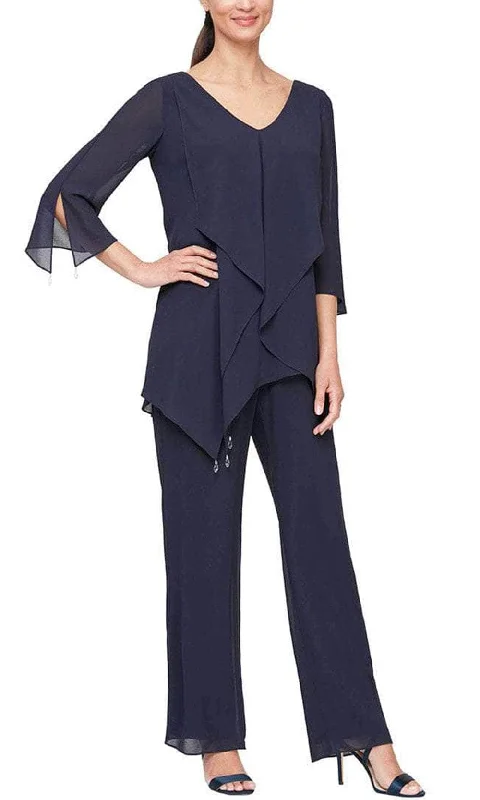 Exclusive Online Offer Alex Evenings - 8192004 Frilled Top Chiffon Pantsuit