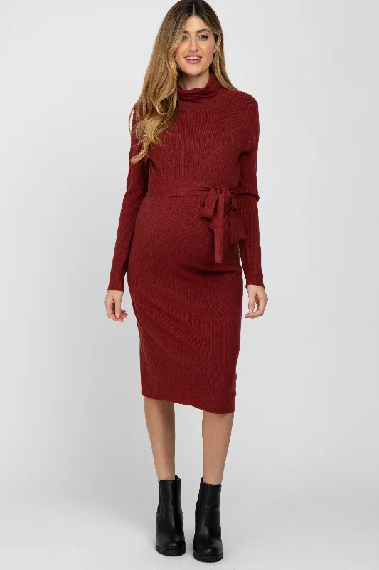 Best Bargains draped dressBurgundy Ribbed Turtleneck Maternity Sweater Dress