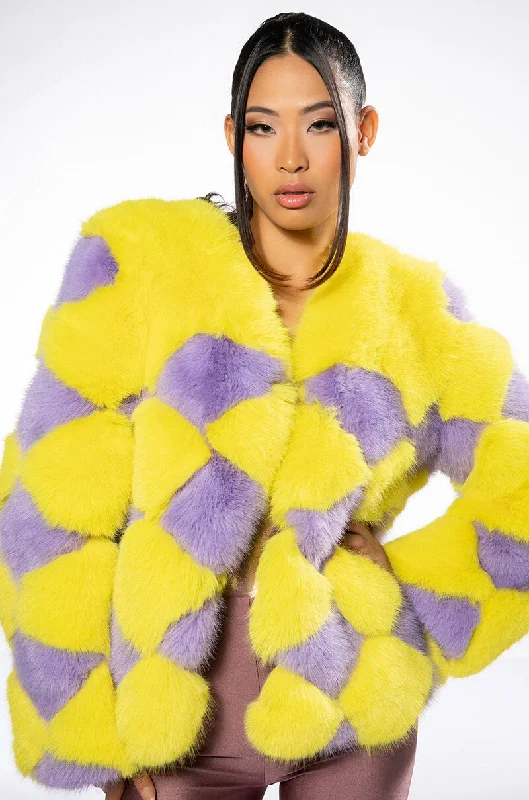 Amazing Deals fitted coatJAYLEY BRAND FAUX FUR JESTER JACKET