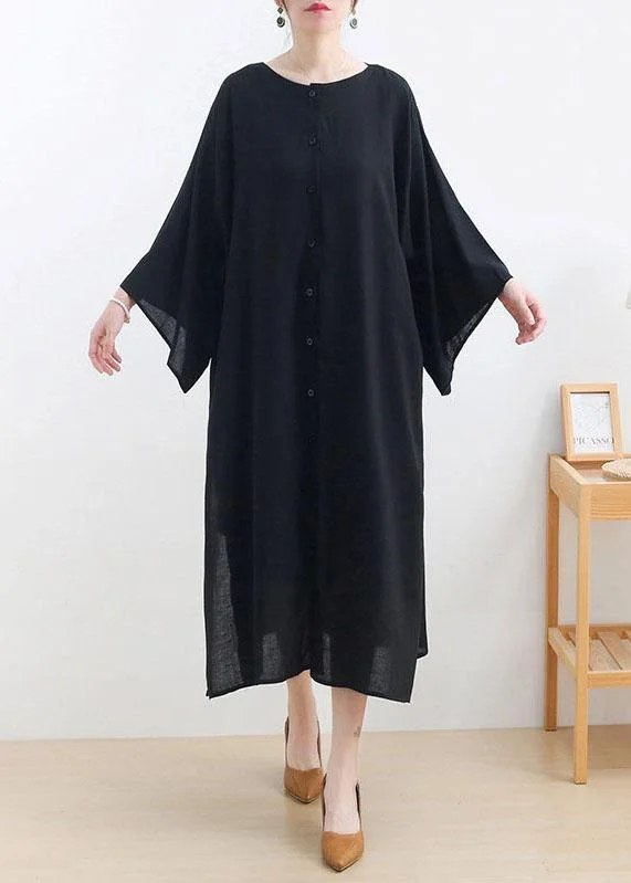 Seasonal Sale elegant evening dressClassy Black side Open Cotton Dress long Shirts Fall Dress Seasonal Sale elegant evening dressClassy Black side Open Cotton Dress long Shirts Fall Dress