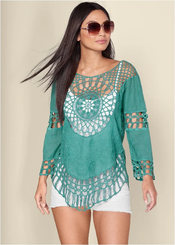 Epic Deals stylish party dressCrochet Top - Turquoise