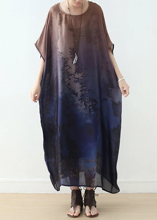 Discount Deals spaghetti strap dressPlus Size Blue Gradient Color O-Neck Draping Print Silk Long Dresses Short Sleeve Discount Deals spaghetti strap dressPlus Size Blue Gradient Color O-Neck Draping Print Silk Long Dresses Short Sleeve