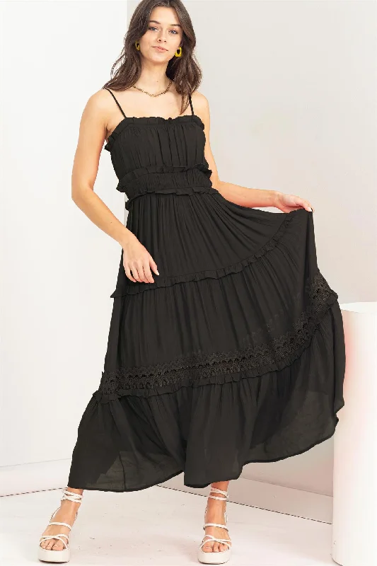 Special Price knit dressBlack Ruffle Tiered Maxi Dress