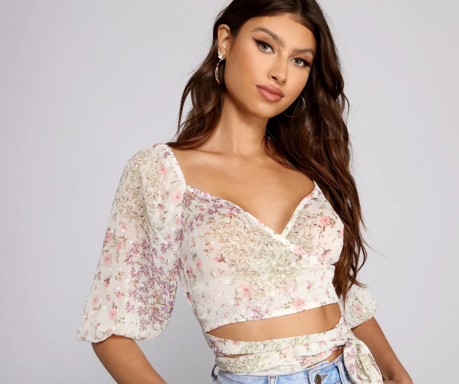New Deals Pretty Blossoms Crop Top