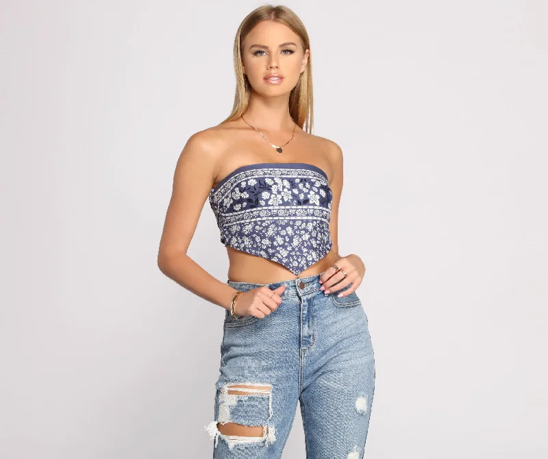 Online Specials Smocked Floral Fusion Tube Scarf Top