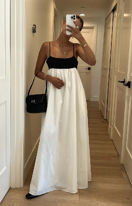 Special Discount cold weather coatAkari White Contrast Maxi Dress