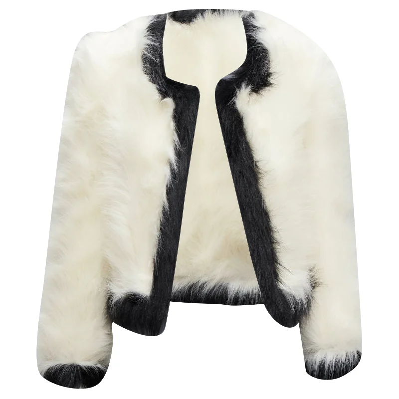 Year-End Sale Saint Laurent faux fur cropped jacket