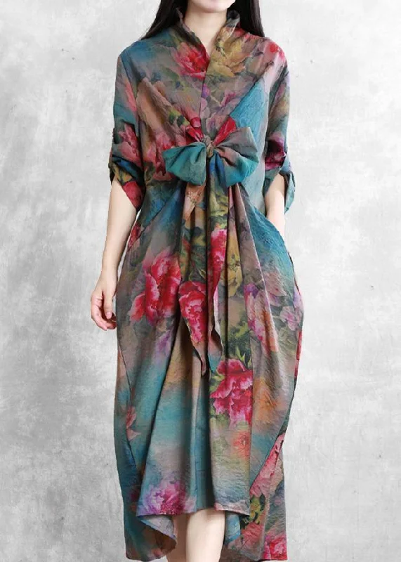 Today’s Special tiered dressWomen v neck asymmetric clothes Tunic Tops floral Dresses