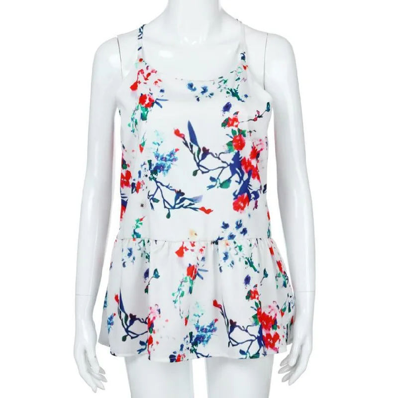 Clearance Event New Women O-Neck Sexy Sleeveless Flowers printed top