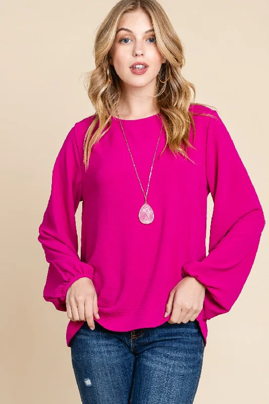 Incredible Offers BOMBOM Textured Balloon Sleeve Top