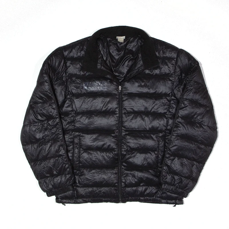 New Arrival zip-up jacketELLESSE Down Insulated Jacket Black Nylon Puffer Womens 2XL