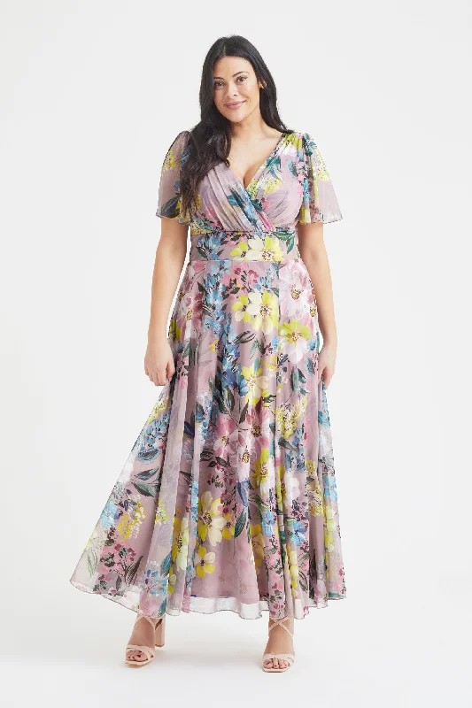 Best Seller party dressIsabelle Rose Multi Float Sleeve Maxi Dress