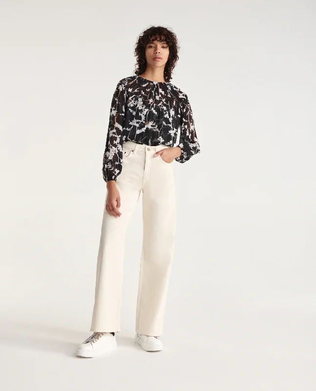 Buy Now Flowing Top With Gathers & Floral Print | Women | Black