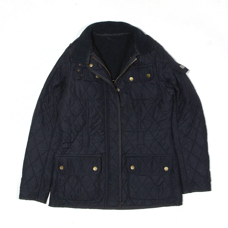 Savings Galore tailored coatBARBOUR Tourer International Polar Quilt Fleece Quilted Jacket Blue Womens UK 10