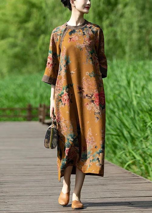 Amazing Deals off-the-shoulder dressVintage Yellow O-Neck Patchwork Print Silk Long Dress Caftan Bracelet Sleeve Amazing Deals off-the-shoulder dressVintage Yellow O-Neck Patchwork Print Silk Long Dress Caftan Bracelet Sleeve