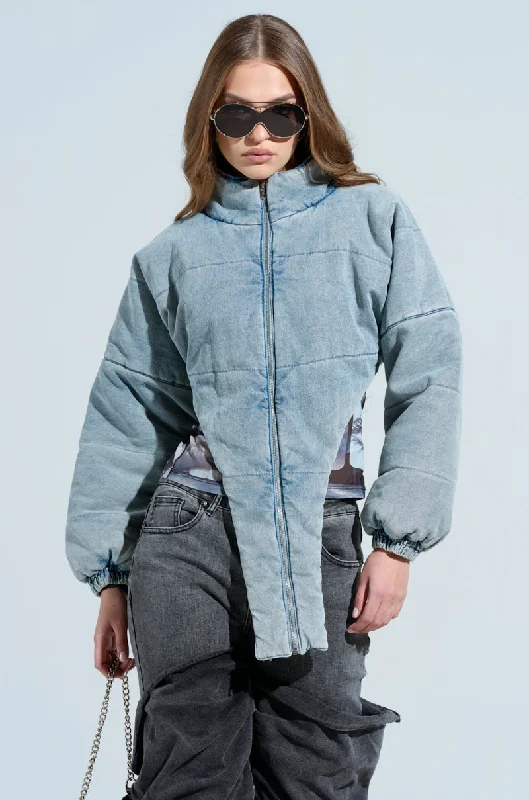 Limited Time Offer stylish peacoatCHARLI CROPPED DENIM PUFFER