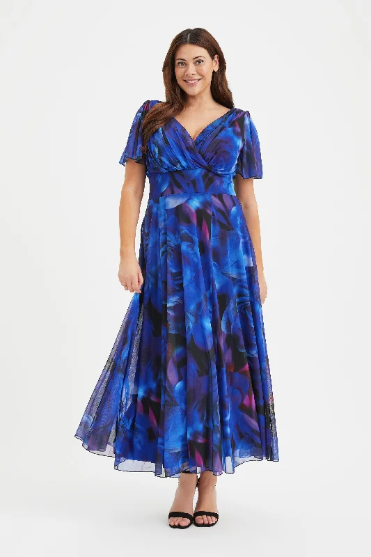 Markdowns casual evening dressIsabelle Blue Rose Float Sleeve Maxi Dress