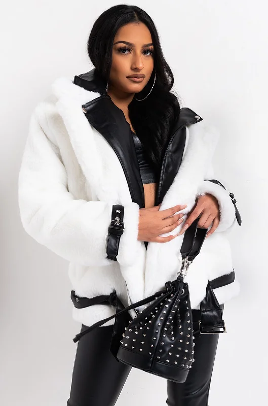Savings Event stylish coatMONTEGO FAUX FUR BIKER JACKET