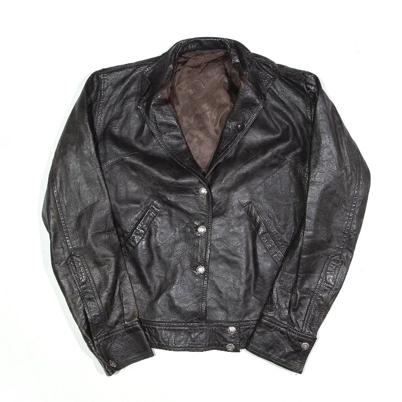 Crazy Savings casual coatBlazer Leather Jacket Black Womens S