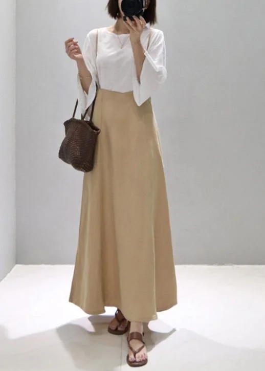 Deal Dash wool dressChic beige cotton tunic dress Spaghetti Strap Plus Size summer Dress