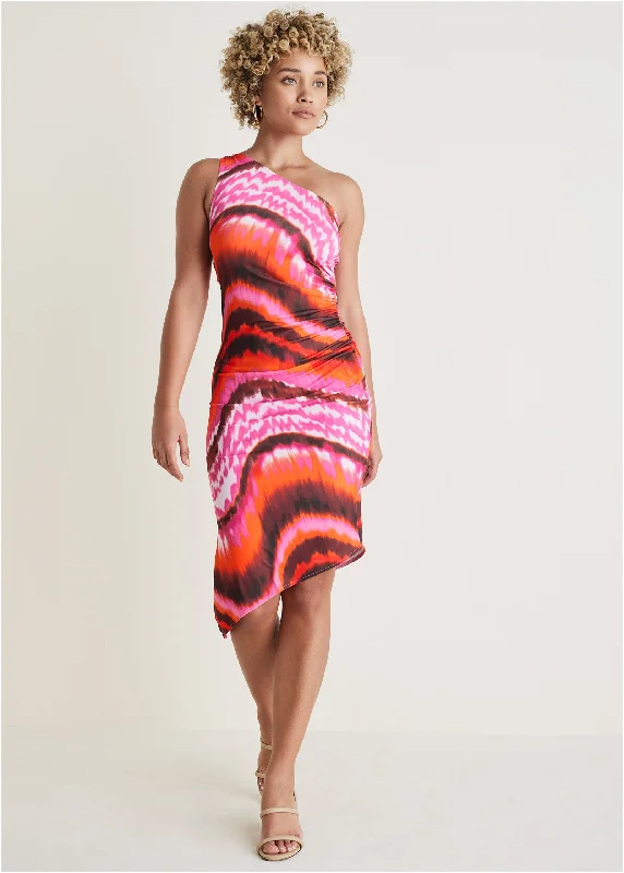 Deal Alert vintage-inspired dressOne Shoulder Dress - Desert Agate