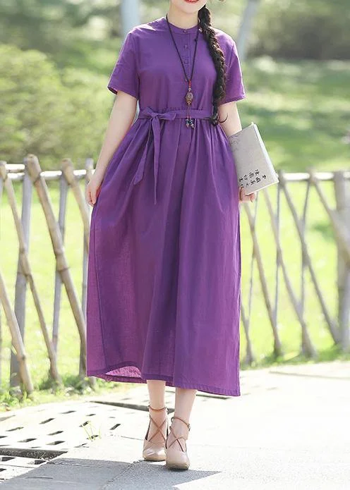 Mega Sale casual evening dressNatural purple linen Soft Surroundings fine Inspiration short sleeve loose summer Dress
