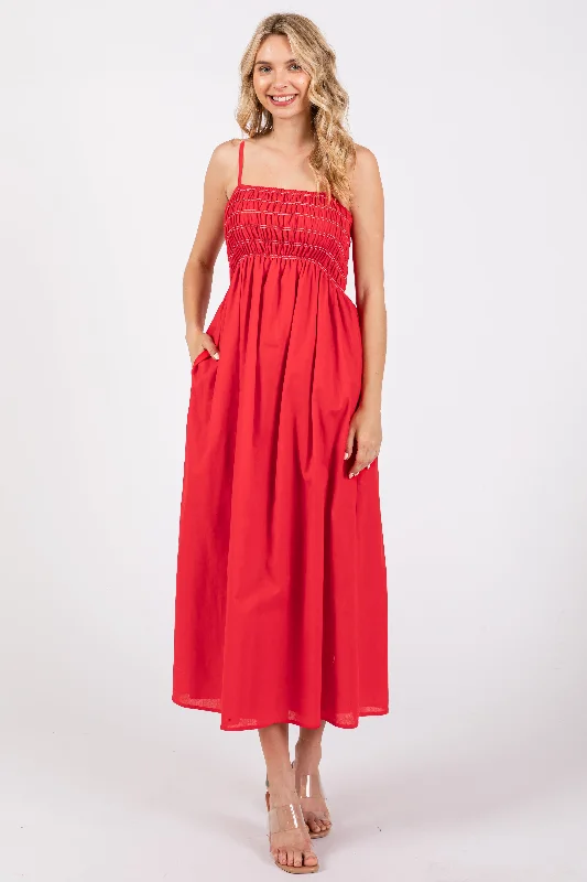 Buy More, Save More floral dressRed Bartlett Striped Smocked Midi Dress