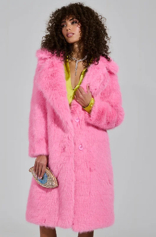Shop and Save chic outerwearLENOX FAUX FUR TRENCH IN PINK
