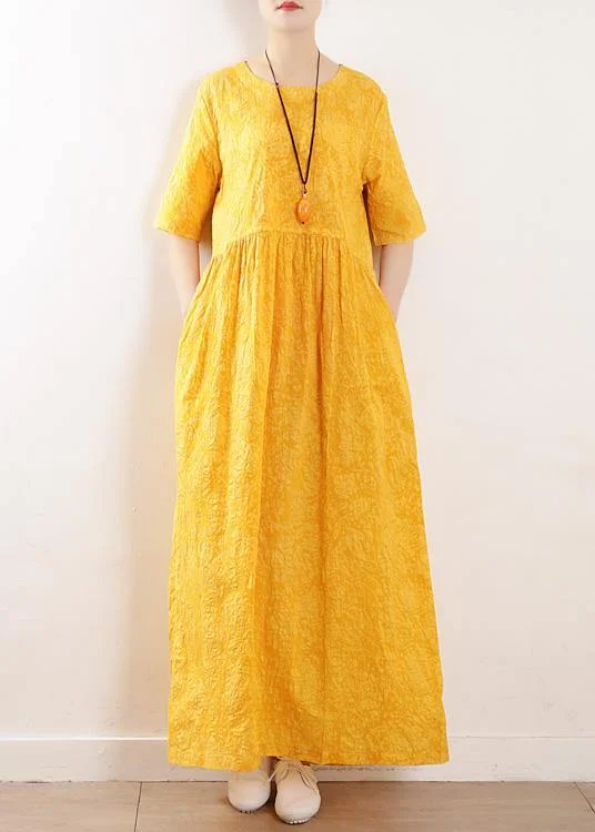 Super Bargain casual slip dressDIY half sleeve linen Wardrobes Tutorials yellow Dresses summer
