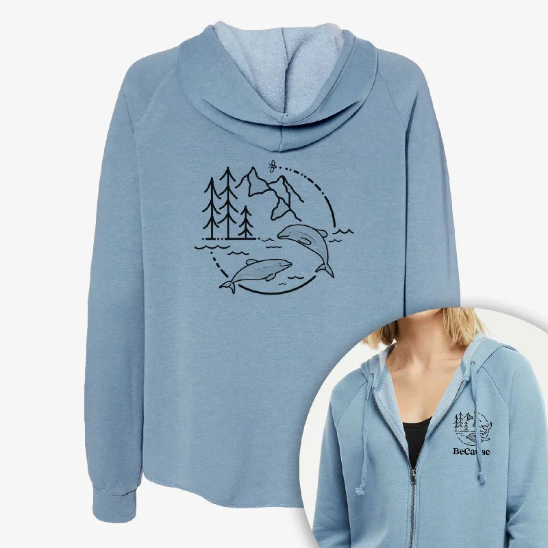 Crazy Deals premium athletic sweatshirtIt's All Connected - Maui Dolphins - Women's Cali Wave Zip-Up Sweatshirt