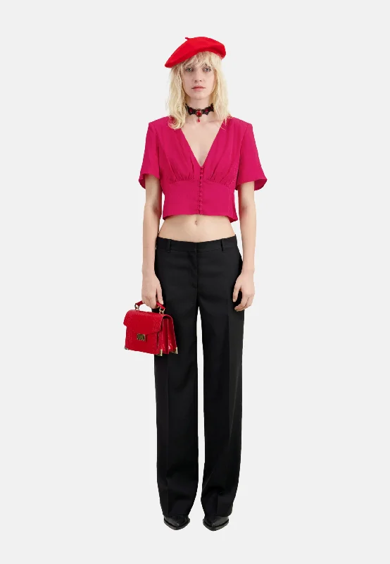 Don't Wait Short Top With Jacquard Polka Dots | Women | Oriental Red