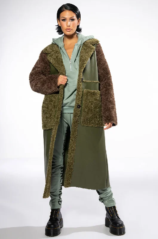 Time-Limited Offer modern outerwearTARI TEDDY MIXED MATERIAL TRENCH COAT