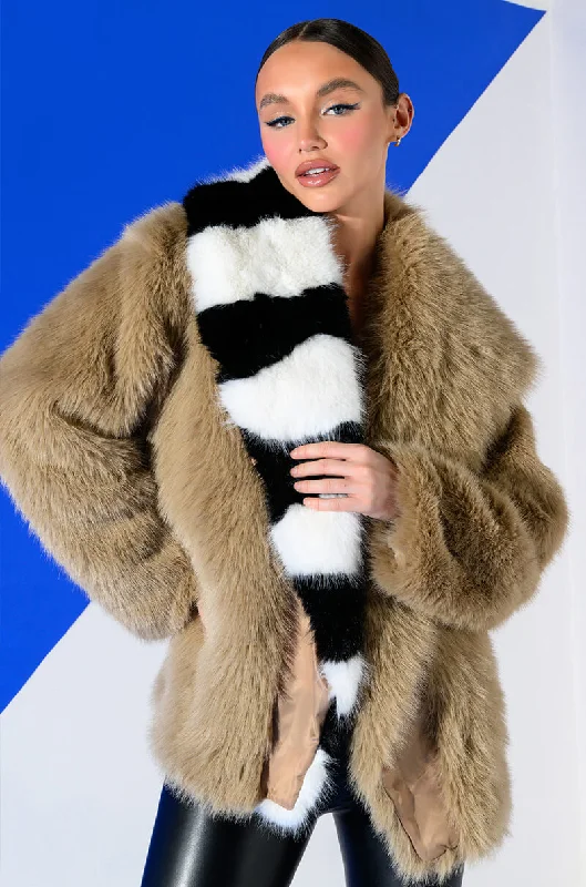 Big Savings cold weather jacketOVERSIZE SOFT FAUX FUR STRIPE JACKET