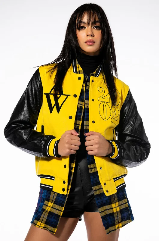 The Best Prices soft coatAZALEA WANG COLLEGIATE BLACK AND YELLOW VARSITY BOMBER
