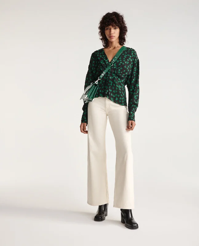 Special Savings Flowing And Top With Floral Print | Women | Black x Green