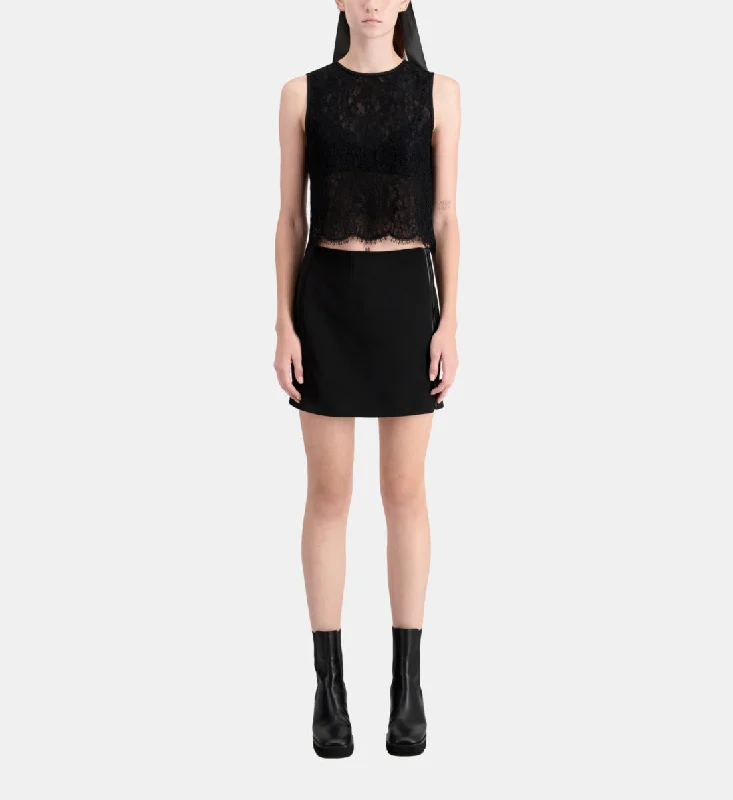 Don't Miss Short Lace Top | Women | Black