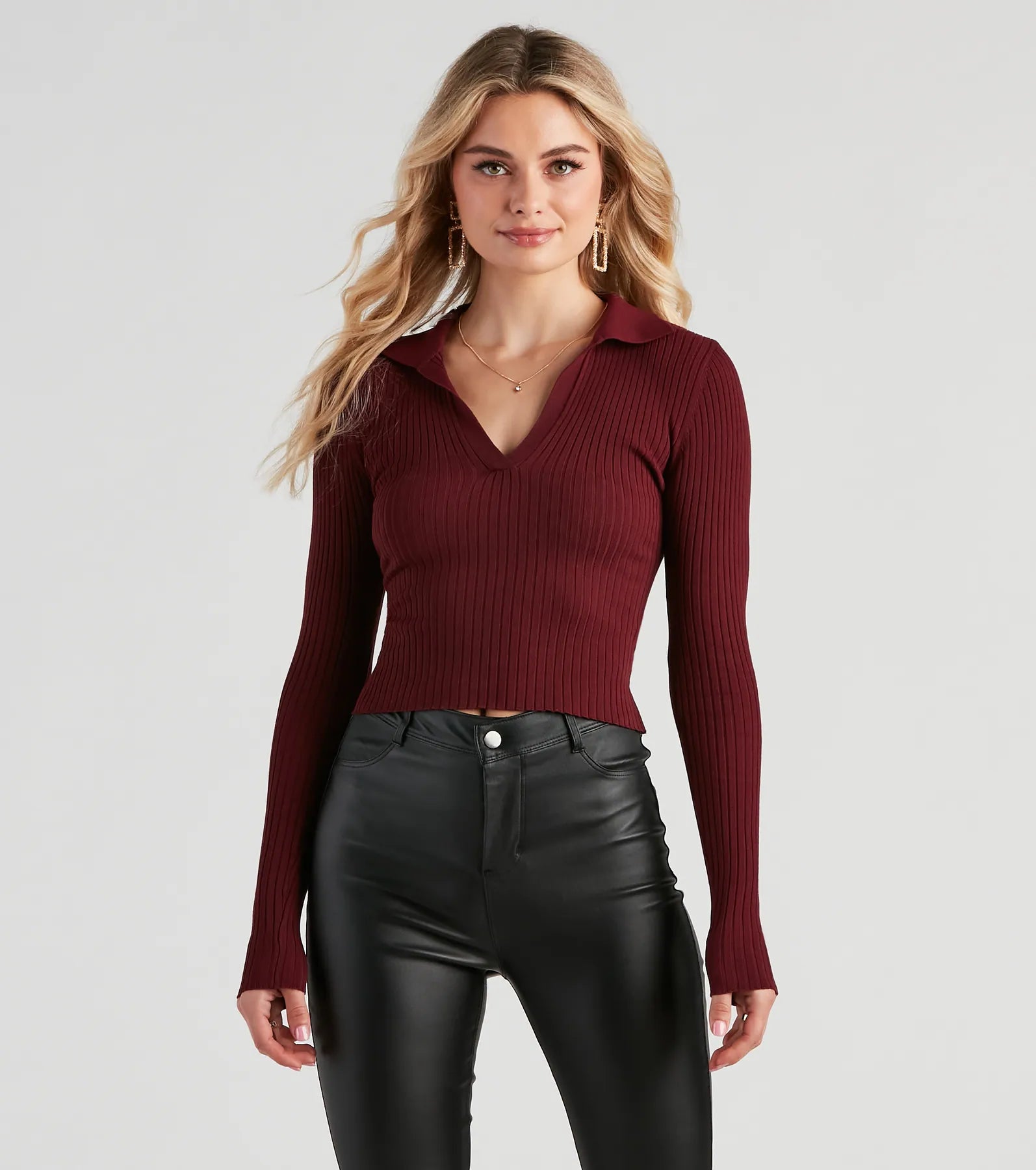 Members Only Collared and Chic Ribbed Top