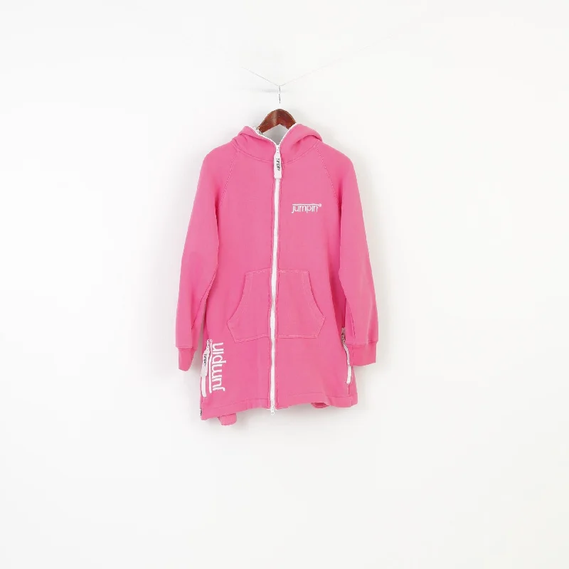 The Best Prices Jumpin Women S  Sweatshirt Pink Cotton Hood Long Padded Full Zipper Hoodie Vintage Top