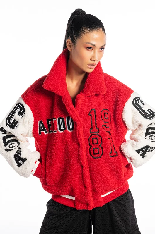 Discount Mania sleek trench coatSOLO BEAR TEDDY VARSITY JACKET