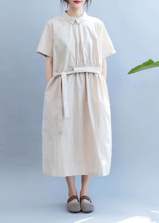 Daily Specials minimalistic dressDIY lapel drawstring summer dressPhotography khaki Maxi Dresses