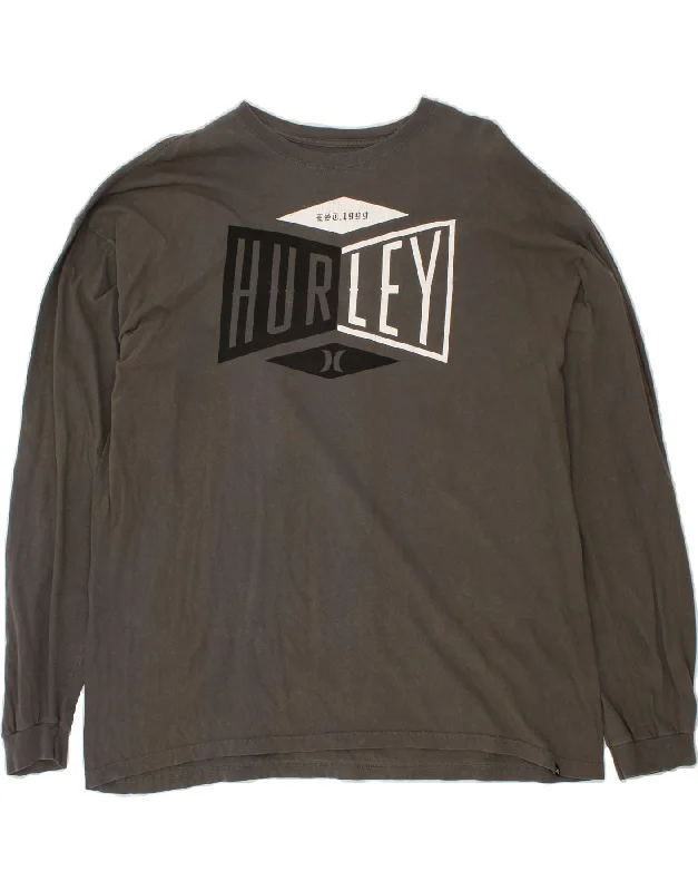 Limited Time Discount HURLEY Mens Classic Fit Graphic Sweatshirt Jumper 2XL Grey Cotton