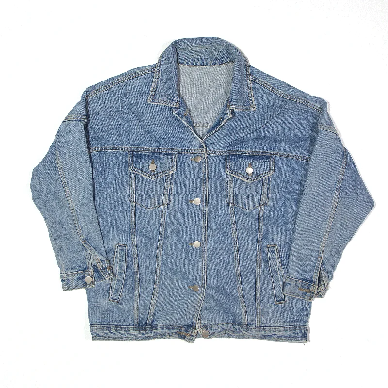 Stock Up and Save classic zip-up coatJacket Blue Relaxed Denim Womens L